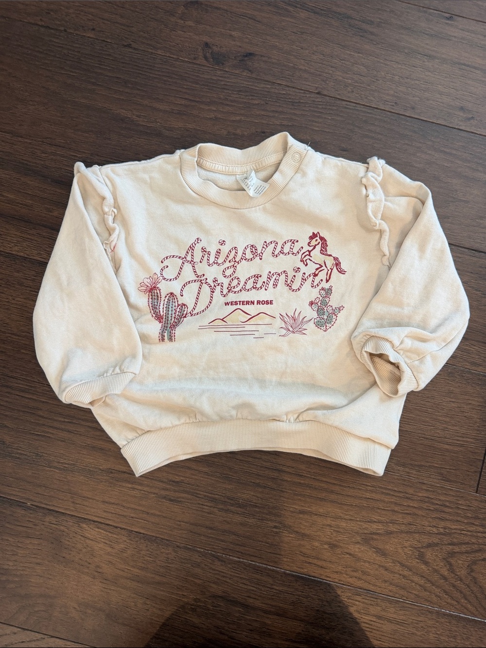 H&M Girls Beige 'Arizona Dreams' Graphic Sweater Size 2 - C39-180